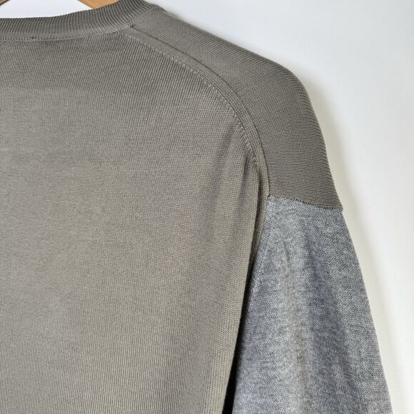 Emile Lafaurie Men XL Cardigan Sweater Made in Italy Olive Green Gray Colorblock - Picture 6 of 14